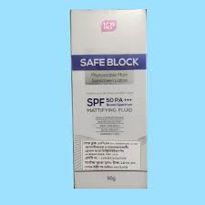 Safe Block Photostable Matt Sunscreen Lotion SPF 50 PA+++ (Mattifying Fluid) 50g